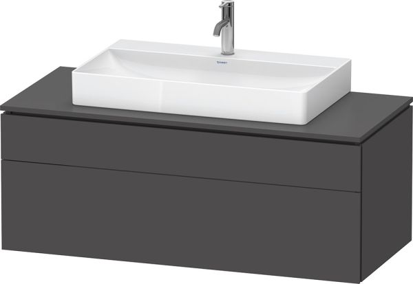 Duravit L-Cube Waschtischunterschrank wandhängend 122x55cm mit 2 Schubladen für Aufsatzbecken graphite matt LC4882049490000