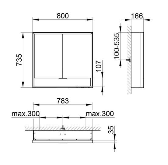 Keuco Royal Lumos Spiegelschrank für Wandvorbau, 80x73,5cm