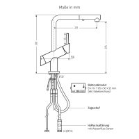 Vorschau: WimTec PUREA K4 HyPlus Küchenarmatur 9V, Freispül-Automatik Batteriebetrieb, chrom