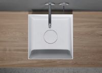 Vorschau: RIHO Solid Surface Thin Aufsatzwaschtisch eckig ohne Hahnloch 38x38cm, seidenmatt weiß
