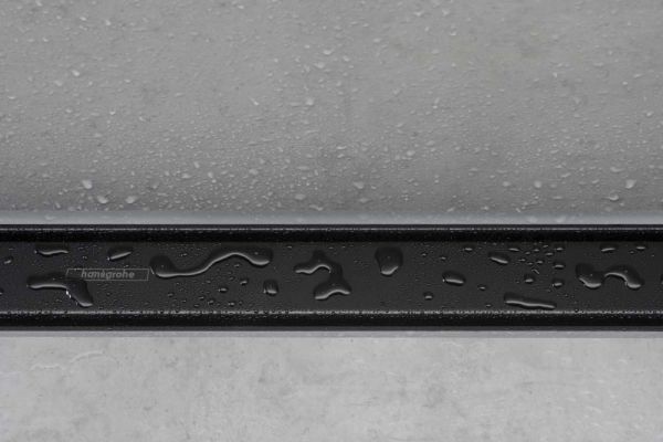 Hansgrohe RainDrain Match Fertigset Duschrinne 100cm, höhenverstell. Rahmen, befliesbar, schwarz matt 56041670