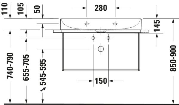 Duravit DuraSquare Waschtisch 80x47cm, ohne Überlauf, mit Wondergliss, mit nicht verschließbarem Ablaufventil, weiß 23538000701