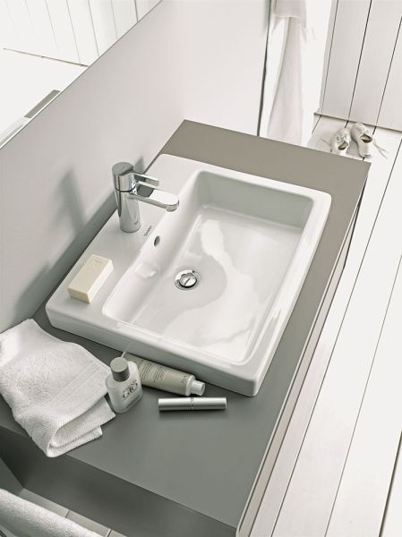 Duravit Vero Einbauwaschtisch rechteckig 50x46,5cm, mit 1 Hahnloch und Überlauf, weiß 0315500000