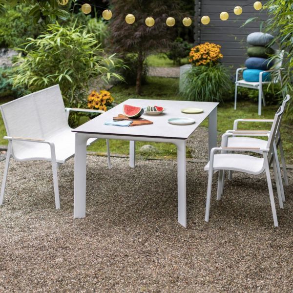 KETTLER DINING DIAMOND Dining-Set inkl. Tisch, weiß matt/ beige