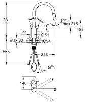 Vorschau: Grohe Feel Einhand-Spültischbatterie mit herausziehbarer Dual-Spülbrause