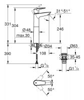 Vorschau: Grohe Start Edge Einhand-Waschtischbatterie für Waschschüssel XL-Size, chrom 23777001 4