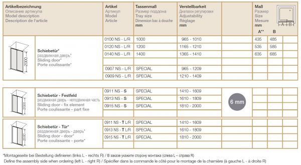 Provex SOFT NS Schiebetür für Nische 2tlg., ESG 8/6mm, brillant glänzend