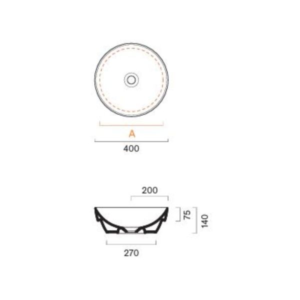 Catalano Sfera Aufsatzwaschbecken rund Ø 40cm CATAglaze+
