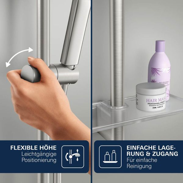 Grohe Vitalio Joy+ 120 Brausestangen-Set, 3 Strahlarten, supersteel