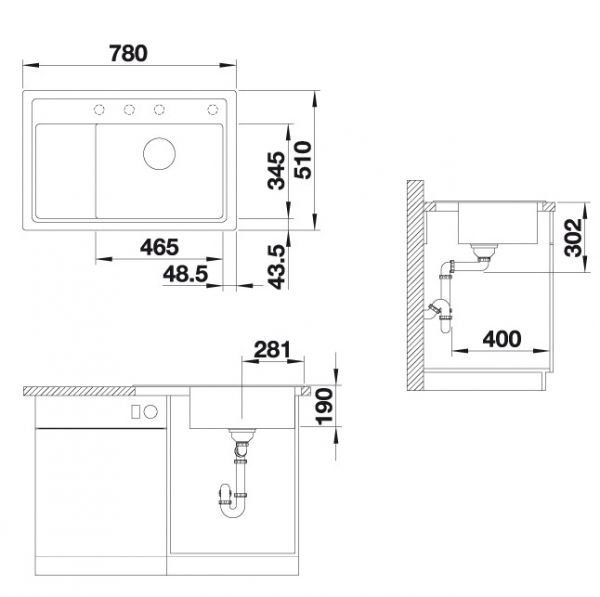 Blanco Zenar XL 6 S Compact Granitspüle SILGRANIT®, mit Ablauffernbedienung