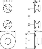 Vorschau: AXOR One Thermostatmodul Unterputz für 2 Verbraucher mit Kreuzgriffen