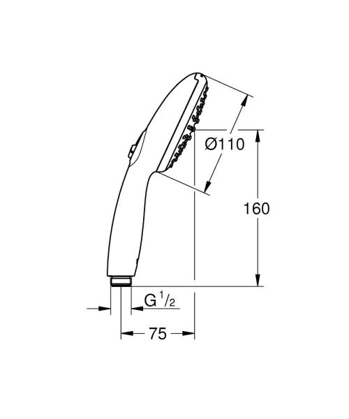 Grohe QuickFix Vitalio Start 110 Handbrause 3 Strahlarten wassersparend, chorm