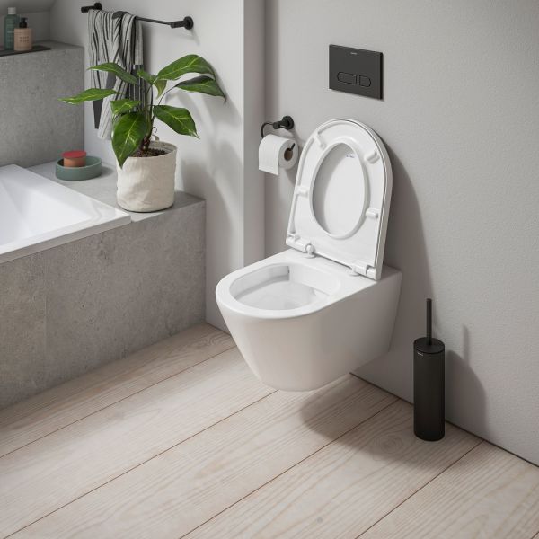 Duravit D-Code Wand-WC Set mit SoftClose WC-Sitz 54x37cm vormontierte Scharniere weiß 49030900B2