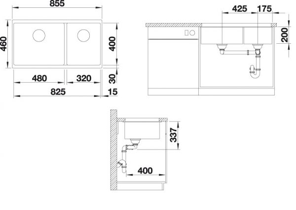 Blanco Subline 480320-U Unterbaubecken, SILGRANIT® 525993