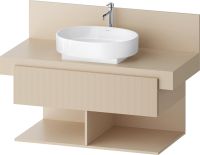 Duravit Balcoon Unterschrank 100x57x53,4cm für Aufsatzbecken, 1 Schublade, 2 offene Fächer, sandbeige matt 