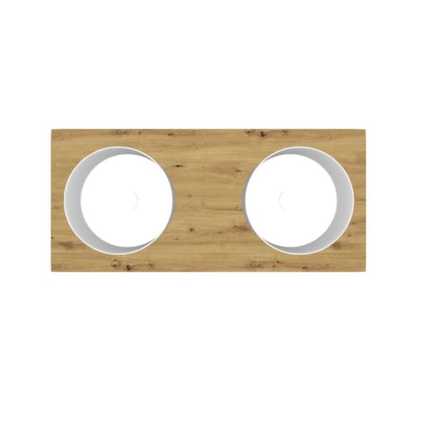 Burgbad Sys30 Unterschrank 120cm mit 2 Aufsatzbecken, weiß matt / eiche dekor urban