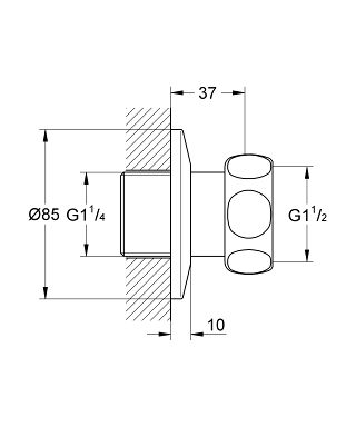 Grohe Anschluss gerade 1 1/2"x1 1/4" ,2 Stück, chrom