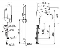 Vorschau: Hansa Hansadesigno Style Waschtisch-Einhand-Einlochbatterie mit Funktionsbrause, chrom