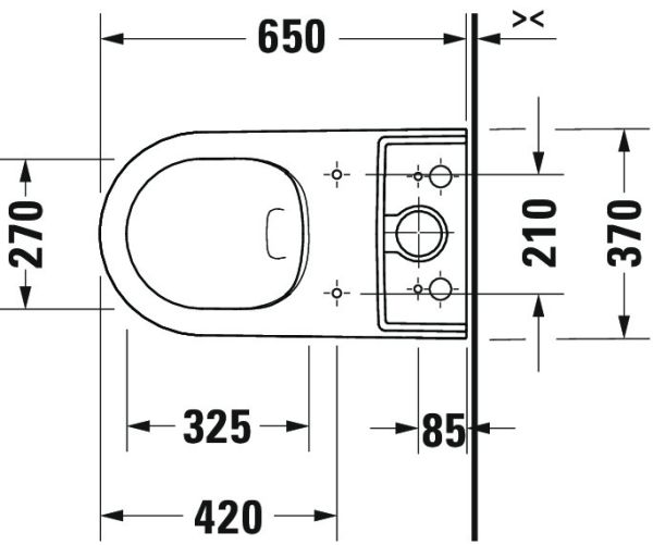 Duravit ME by Starck Stand-WC für Kombination, Tiefspüler, spülrandlos, weiß