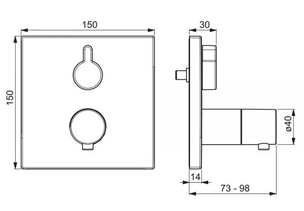 Hansa Hansavarox Pro Fertigmontageset für 1 Verbraucher Brause-Thermostat-Batterie, eckig, chrom