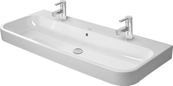 Duravit Happy D.2 Waschtisch rechteckig 120x50,5cm, mit Überlauf, 2 Hahnlöcher, weiß 2318120024