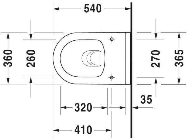 Duravit Starck 3 Wand-WC 54x36,5cm, oval, rimless, Durafix, weiß