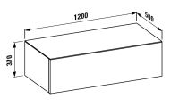 Vorschau: Laufen IL BAGNO ALESSI ONE Schubladenelement 1200 ohne Ausschnitt, Top Calce Avorio, techn. Zeichnung