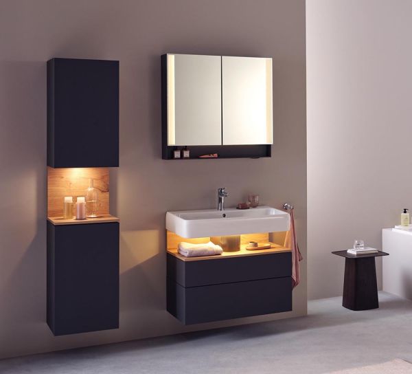 Duravit Qatego Spiegelschrank 80x75cm, 2 Türen, Nischenbeleuchtung, dimmbar