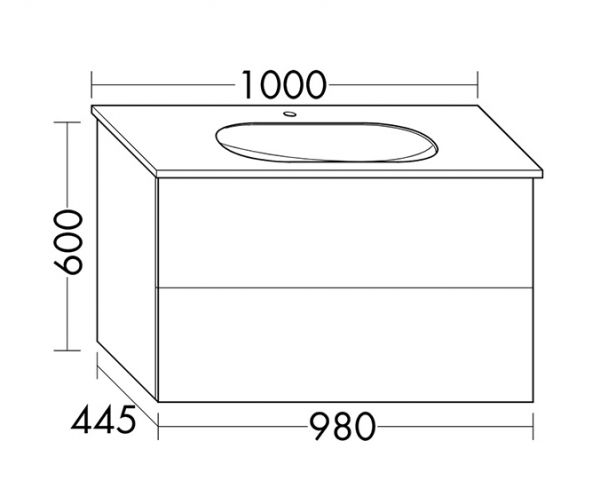 Burgbad Essence Waschtischunterschrank 98cm passend zu Grohe Essence 3956600H, 2 Auszüge