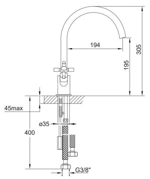 Steinberg Spültisch-Zweigriffarmatur mit schwenkbarem Auslauf, chrom