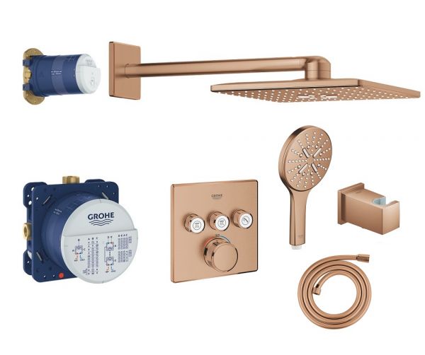 Grohe Grohtherm SmartControl Duschsystem m. Rainshower 310 SmartActive Cube, warm sunset gebürstet