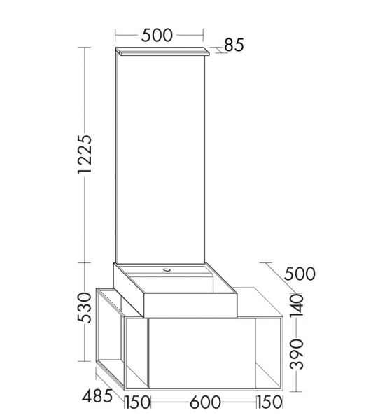 Burgbad Junit Badmöbel-Set 90cm, Leuchtspiegel, Keramik-Aufsatzwaschtisch und WT-Unterschrank