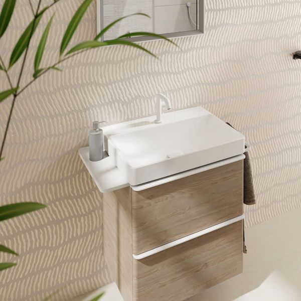 Hansgrohe Xelu Q Waschbecken 60x48cm mit Hahnloch, ohne Überlauf, ungeschliffen, weiß