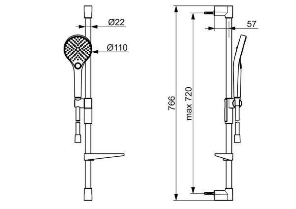 Hansa Hansaviva Brausegarnitur 72cm, schwarz matt