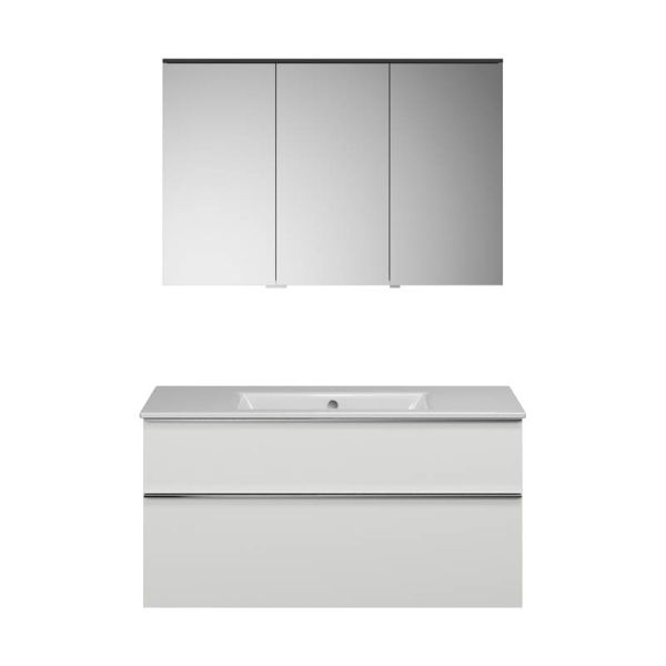 Burgbad Eqio Slim Badmöbel-Set 122cm, LED-Spiegelschrank, Waschtisch, Unterschrank, weiß SHCP0122