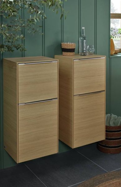 Villeroy&Boch Subway 3.0 Seitenschrank mit 1 Tür und 1 Auszug nordic oak aluminium glänzend C59400VJ3