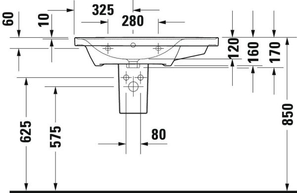 Duravit D-Neo Waschtisch rechteckig 80x48cm, mit Überlauf, mit Wondergliss, weiß 23698000601