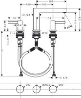 Vorschau: Hansgrohe Finoris 3-Loch Waschtischarmatur 110 mit Push-Open Ablaufgarnitur, chrom 76033000