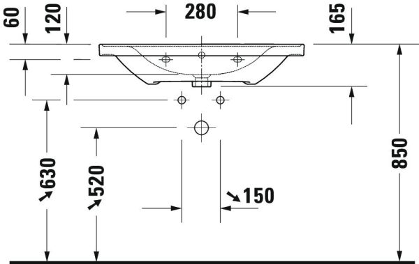 Duravit D-Neo Waschtisch rechteckig 80x48cm, mit Überlauf, ohne Hahnloch, weiß 2367800060