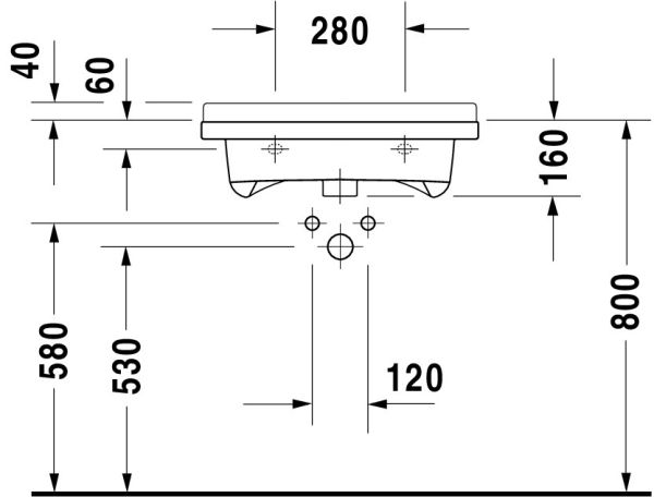 Duravit Starck 3 Waschtisch rechteckig 60x54,5cm, mit 1 Hahnloch und Überlauf, weiß 0309600000