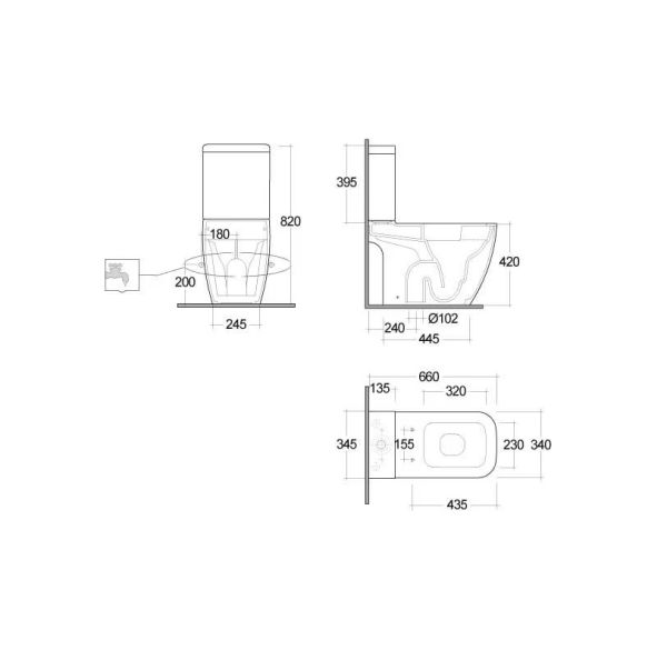 Kludi RESA C Spiralflush-Stand-WC 66cm für Spülkasten, Abgang senkrecht, weiß