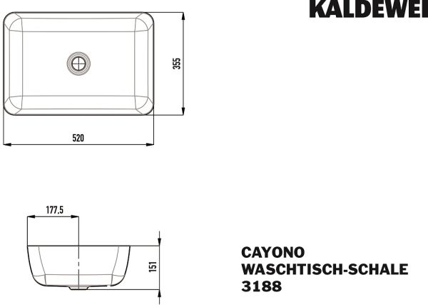 Kaldewei Cayono Waschtisch-Schale 52x35,5cm, weiß, Mod. 3188