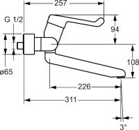 Vorschau: Hansa Hansamedipro Waschtisch-Einhand-Sicherheitsbatterie, Sicherheitshebel, 311mm, chrom