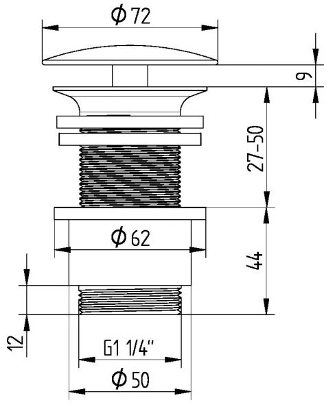 Avenarius Universal Design-Schaftventil rund DN32 Ø 72mm ohne Verschluß, chrom