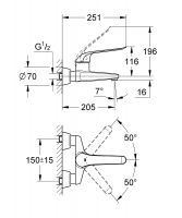 Vorschau: Grohe Euroeco Special Einhand-Waschtischbatterie, Wandmontage, Ausladung 205mm, chrom