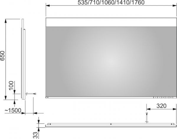 Keuco Edition 400 Lichtspiegel DALI-steuerbar, silber-gebeizt-eloxiert, 176x65cm