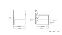 Vorschau: KETTLER OCEAN SKID Modular Endteil rechts, anthrazit/hellgrau-meliert (Kissen),Teak