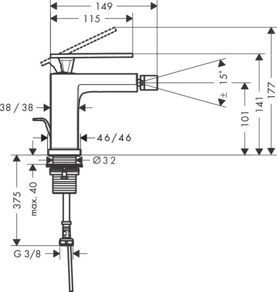 Hansgrohe Tecturis E Einhebel-Bidetmischer mit Zugstangen-Ablaufgarnitur, chrom