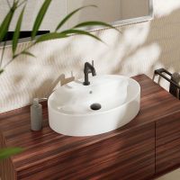 Vorschau: Hansgrohe Xuniva D Aufsatzwaschtisch 60x45cm mit Hahnloch und Überlauf, weiß, 60170450