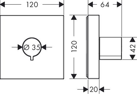 Axor ShowerSolutions Abstellventil 120/120 Square Unterputz, eckig